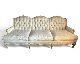French Provincial Cream Tufted Back 3Seat Sofa