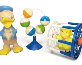 Vintage Donald Duck, Rattle, More Plastic Toys