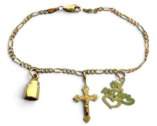 14k Gold Charm Bracelet 4.53g Total