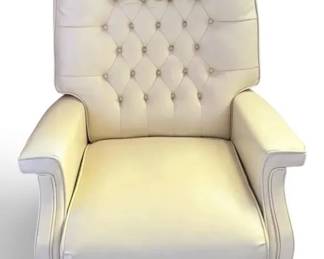 Cream Leather Rocking Chair