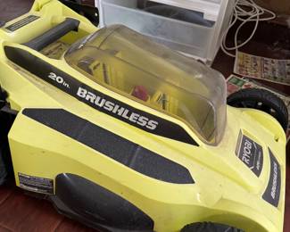 Ryobi 40V HP Brushless 20” Cordless Lawn Mower Ryobi 40V HP Brushless 20-inch cordless lawn mower. Battery-powered with a brushless motor and 20” cutting deck. Includes 40V battery and charger. Grass collection bag included. Used condition.