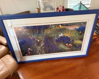 Blue iris impressionist large wall art