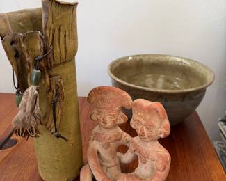 Mayan aztec folk art pottery, native american style vase