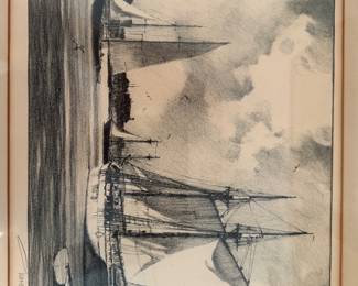 Gordon grant "The butterfly and the ant" drawing lithograph, one of set of two