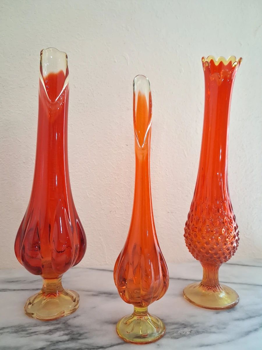 Ameberina mid century modern swung glass collection (more not shown fenton and blenko)