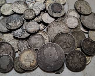 Antique silver coins from europe.