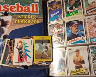 Assorted vintage sports cards.