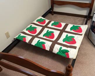 twin bed, handmade quilt