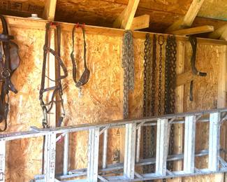building outside>>>>> ladder, chains, bridles