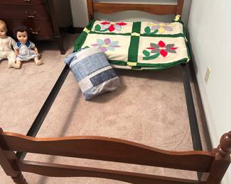 twin bed, handmade quilt top