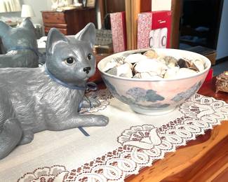 ceramic cat and asian bowl