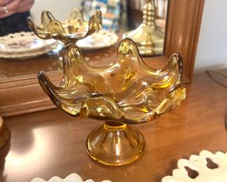 MCM vintage Viking Glass compote pedestal bowl