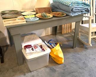 primitive table with decor