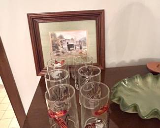 vintage drinking glasses. Hunting theme