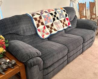 blue reclining sofa