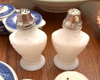 vintage Milk Glass salt and pepper