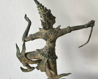Works of Art Mid 20th Century Thai Bronze of Rama as an Archer