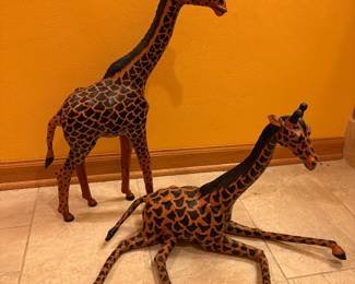 Vintage Leather Wrapped Giraffes 