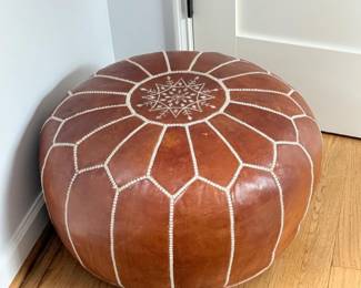 24 GenuineLeatherMoroccanStyleOttomanPouf