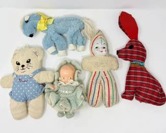 101 VintagePlushClothToyLotTerryClothDollsLambBunnyDolls