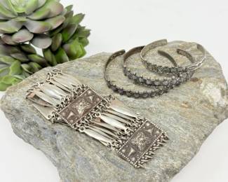 79 VintageSanfordCuffBraceletsSilverMexicoLinkFashionBracelet