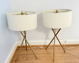 22 WestElmMidCenturyTripodTableLampswAntiqueBrassFinish