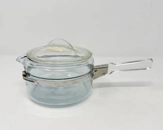 58 VintagePyrexBlueTintFlamewareSaucepanwLockingGlassLid