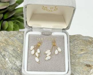 18 14KGoldFreshWaterRicePearlEarrings
