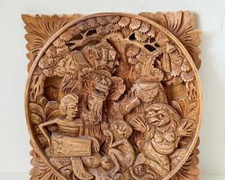 67 BalineseHandCarvedWoodenWallPlaque