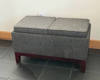 75 GrayFabricStorageOttomanwReversibleTrays