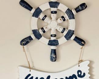 74 WelcomeWoodenShipWheelWallDecor