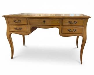 French Walnut Leather Top Writing Desk