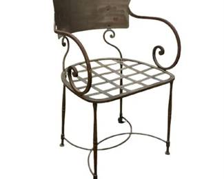 Lot # 241 Arhaus Wrought Iron and Metal Patio Arm Chair