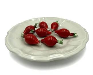 Este Ceramiche Trompe l'Oeil Radishes Plate, Italian Majolica, 1960s-1970s