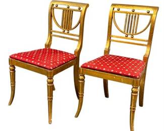 Lot 007 Regency Style Gilt-wood Side Chairs with Lyre-Form Splat