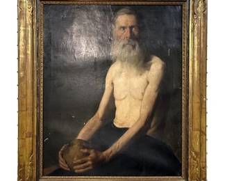 Lot 012 Finnish Golden Age Painting Attributed to Albert Edelfelt, "Naked Man and Skull"