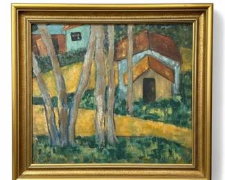 R. Weinberg Mid Century Landscape on Board