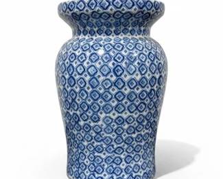 Garden Stool, Porcelain Blue on White