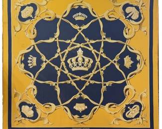 1969 Hermès "Couronnes" Silk Scarf, Mounted on Board