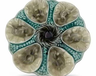 Orchies Moulin des Loups 19th C French Majolica Oyster Plate