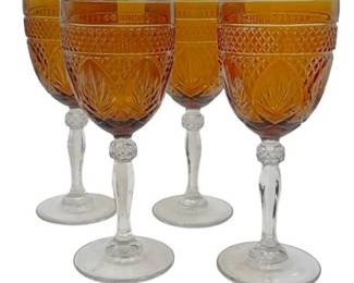 Cristal d'Arques-Durand Antique Amber Wine Glass, Four (4)