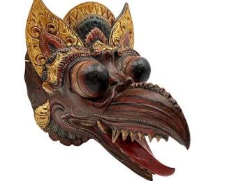 Balinese Carved Mask of Garuda, Hand Painted, Vintage