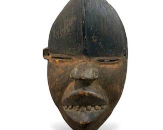 Dan-Style Carved Wood Face Mask with Filed Teeth, Ivory Coast/Liberia