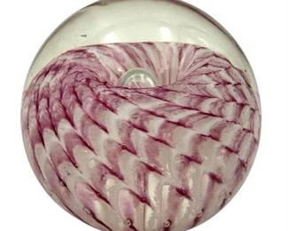 Vintage Glass Eye Pink Ribbon Crystal Paper Weight