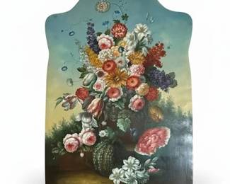 Antique Fireplace Panel, Floral Still Life
