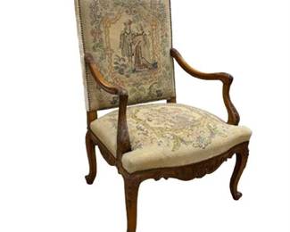 19th C French Louis XV Style Carved Armchair