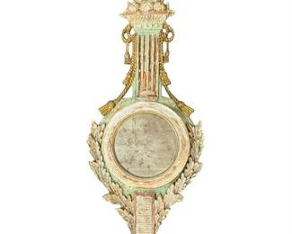 19th C Italian Louis XV Style Gilt-wood and Milk-wash Wall Mirror