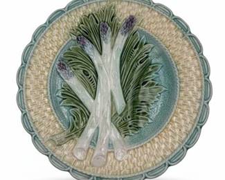 Antique Majolica Asparagus Plate