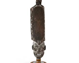 Central African Carved Wood Ceremonial Panel with Ancestral Figure