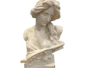 Decorator Sculpture Bust of a Maiden by Emilio Fiaschi (1858 -1941), Resin